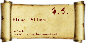 Hirczi Vilmos névjegykártya